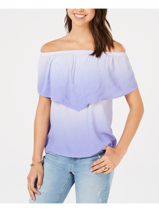 Ultra Flirt Tops - Ultra Flirt Womens Off-The-Shoulder Flounce Top Size L
